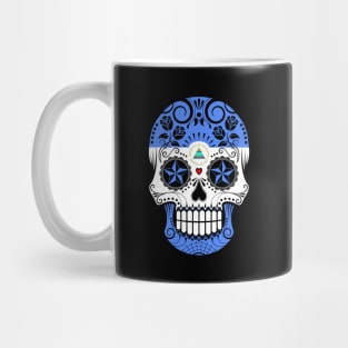 Nicaraguan Flag Sugar Skull with Roses Mug